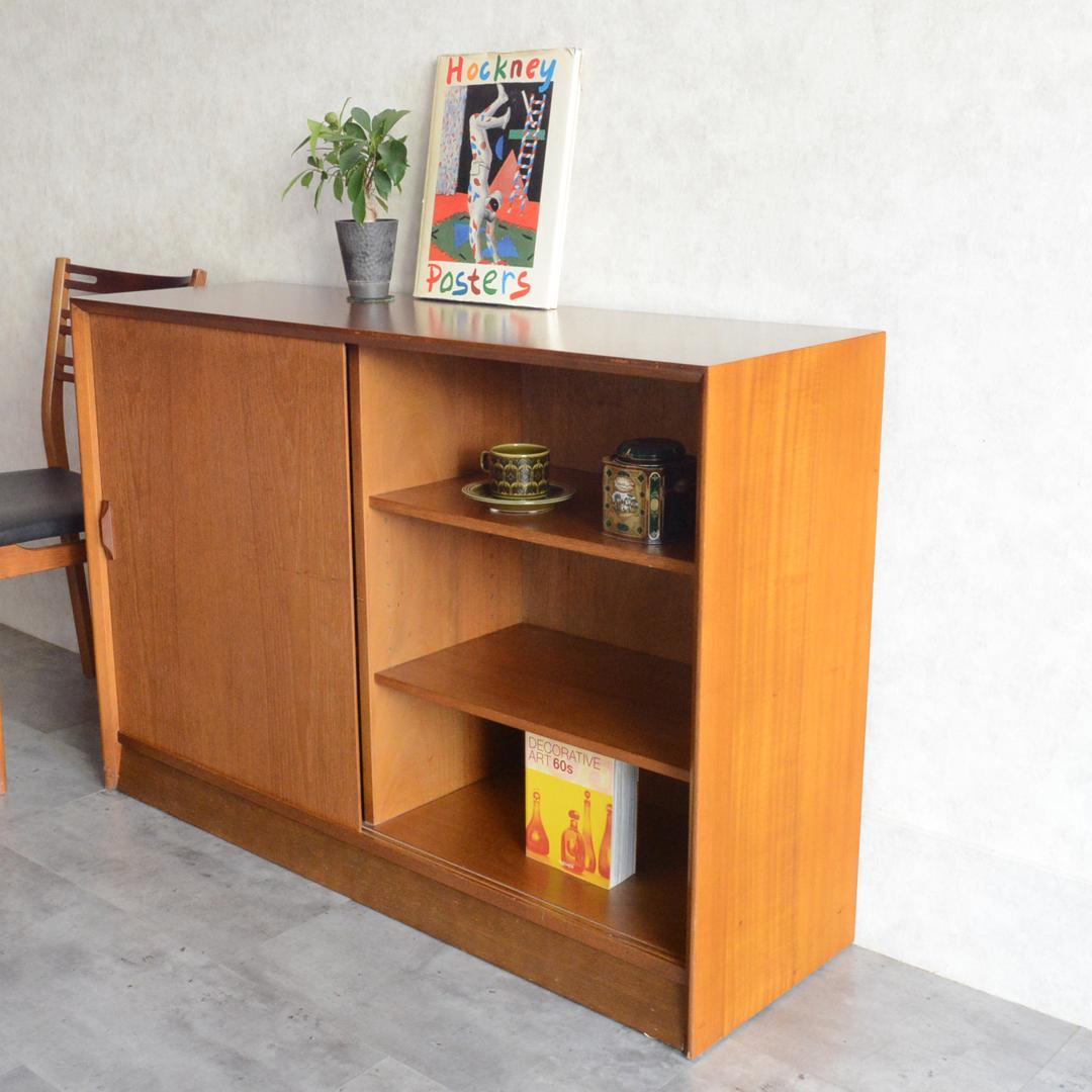 ヴィンテージ チーク ガラスキャビネット カップボード ディスプレイキャビネット