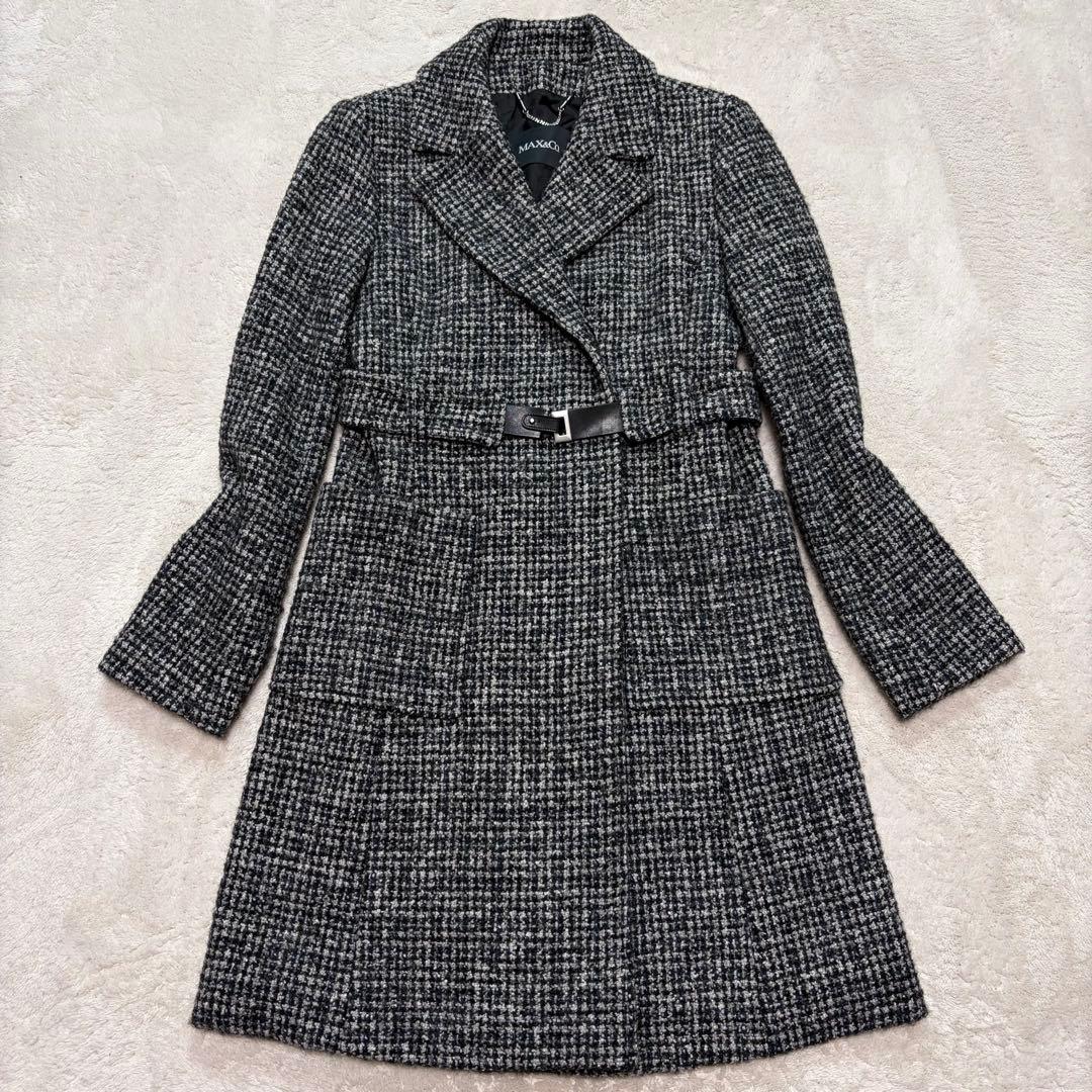 【極美品】MAX&Co. ツイード ロングコート ベルト付き XLサイズ 42