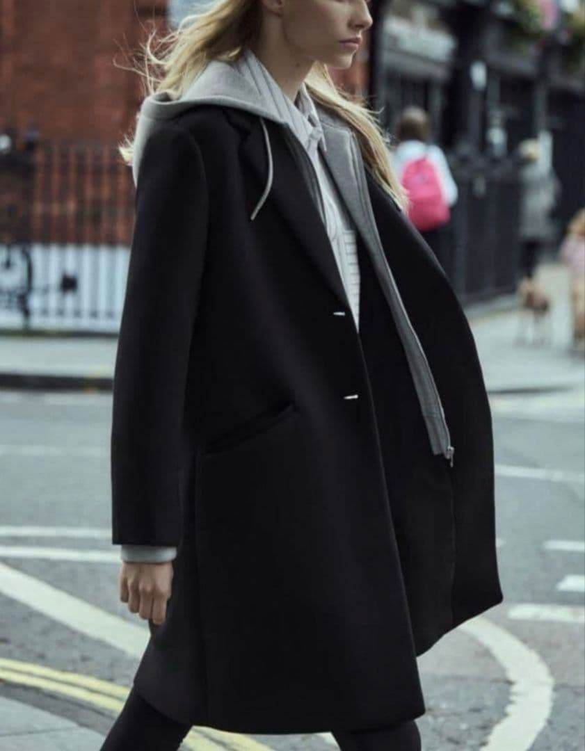 美品⭐︎ZARA デタッチャブルフードコート ロング チェスター コントラストXL