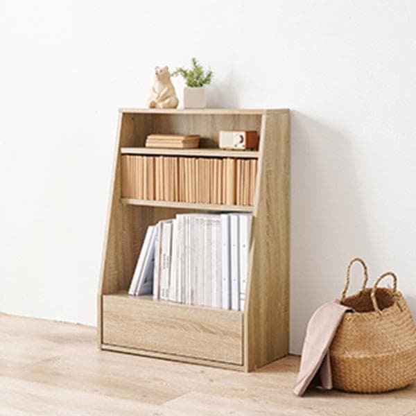 【幅60㎝】本棚 大容量 薄型 スリム 引き出し 書棚 ロータイプ【ホワイト】