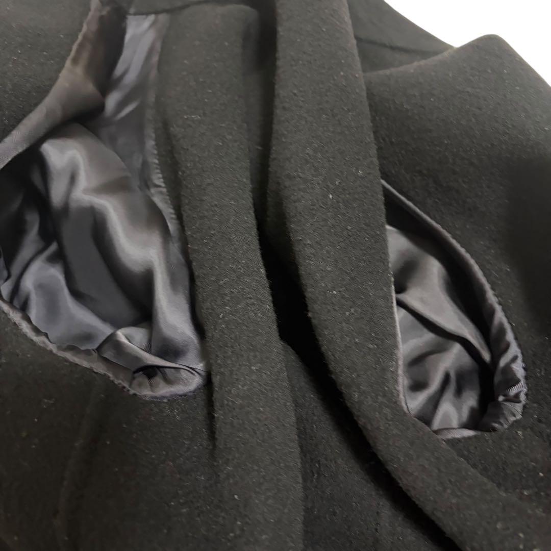 美品　バーバリーズ　シャドーチェック　カシミヤ ウールロングコート ブラック 黒