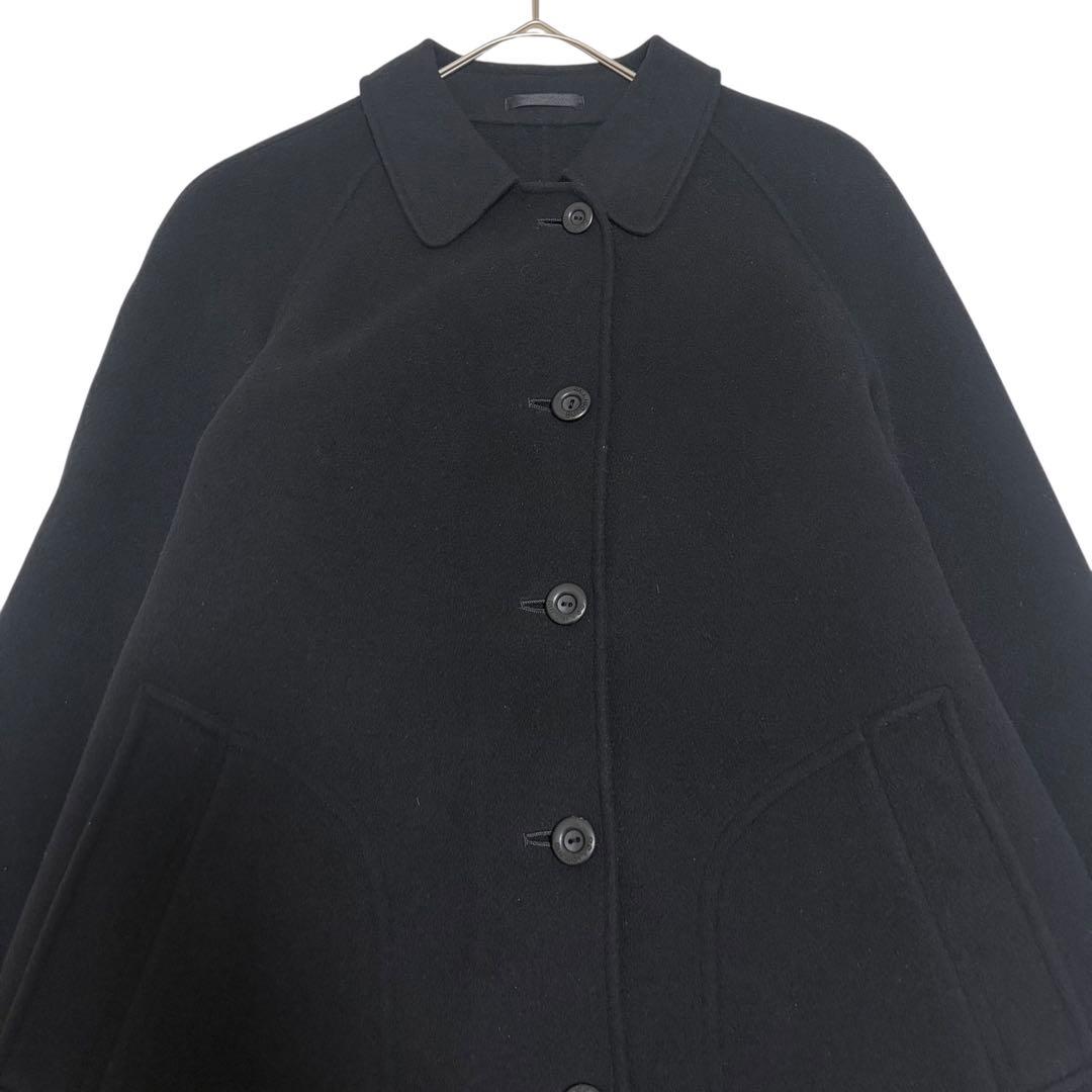 美品　バーバリーズ　シャドーチェック　カシミヤ ウールロングコート ブラック 黒