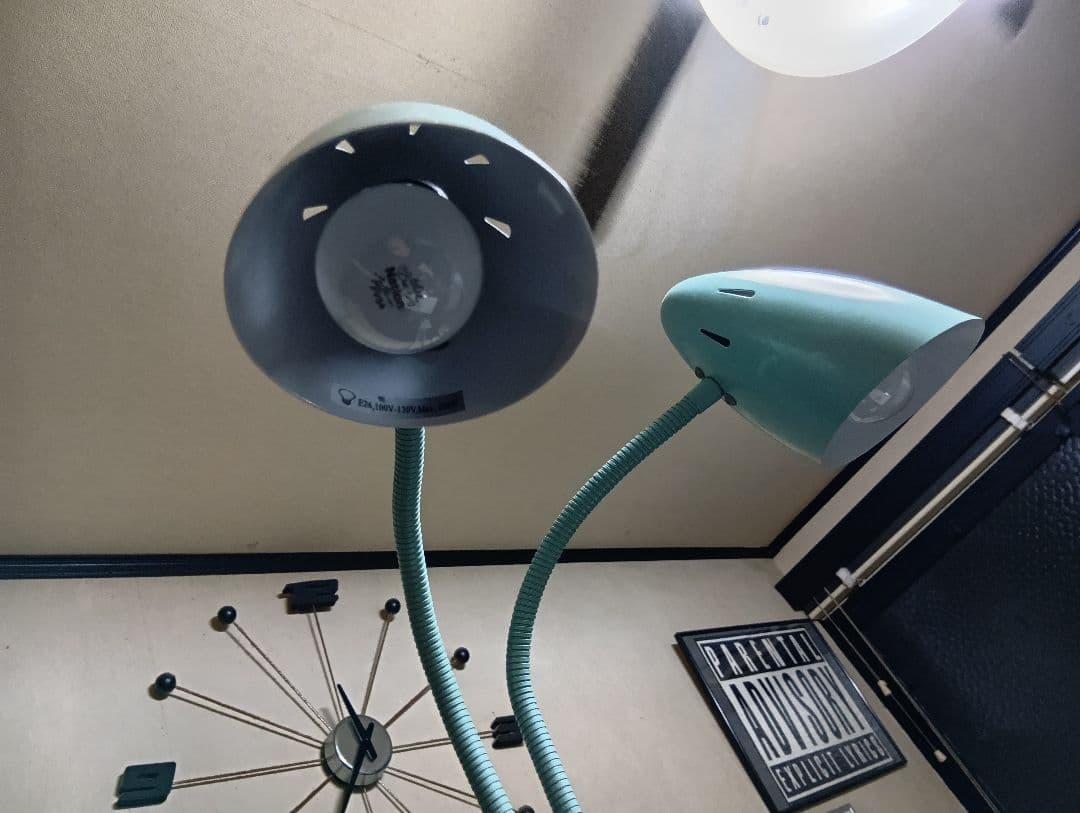 1980's　インダストリアル　ミッドセンチュリーモダン　ツイン　フロアランプ