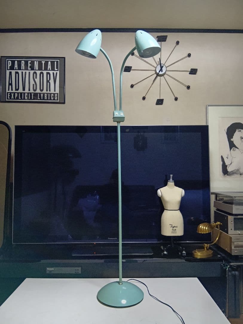 1980's　インダストリアル　ミッドセンチュリーモダン　ツイン　フロアランプ