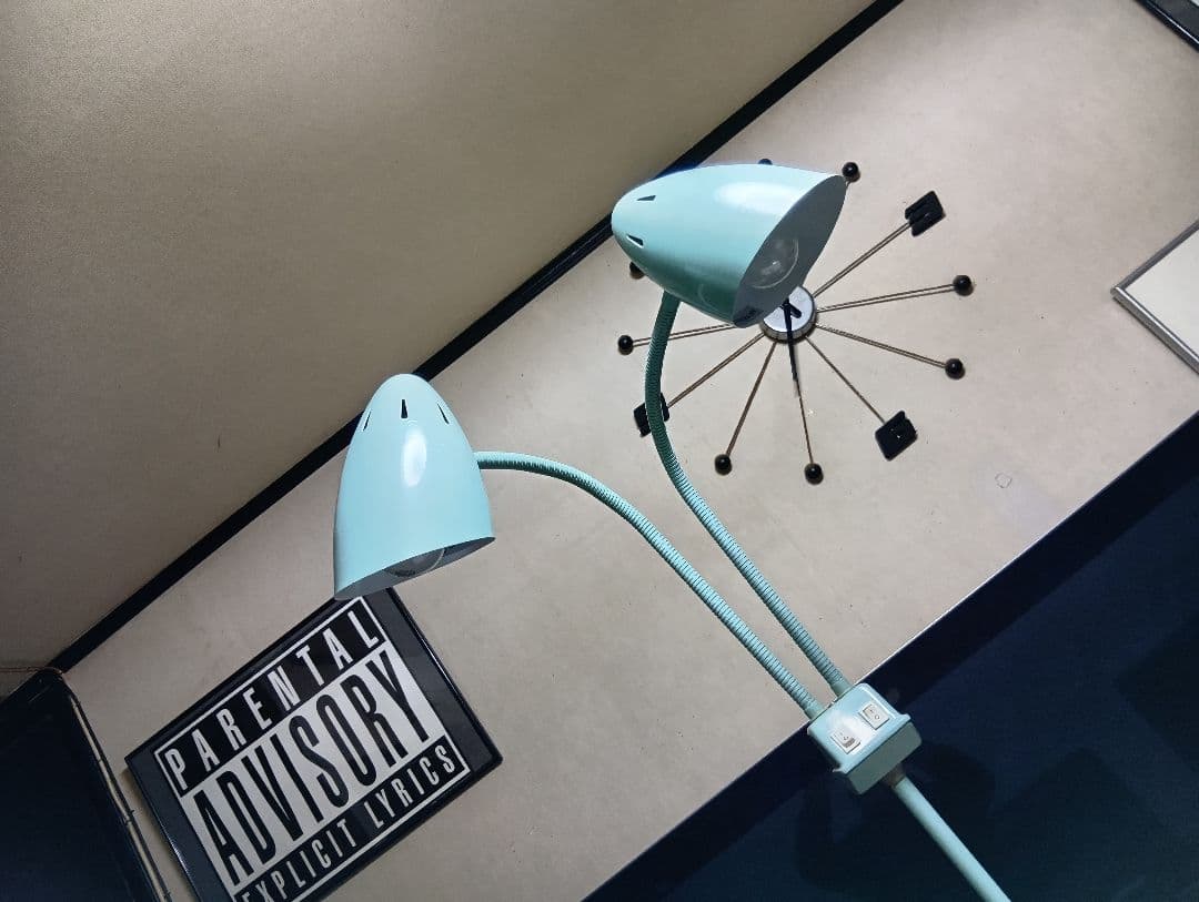 1980's　インダストリアル　ミッドセンチュリーモダン　ツイン　フロアランプ