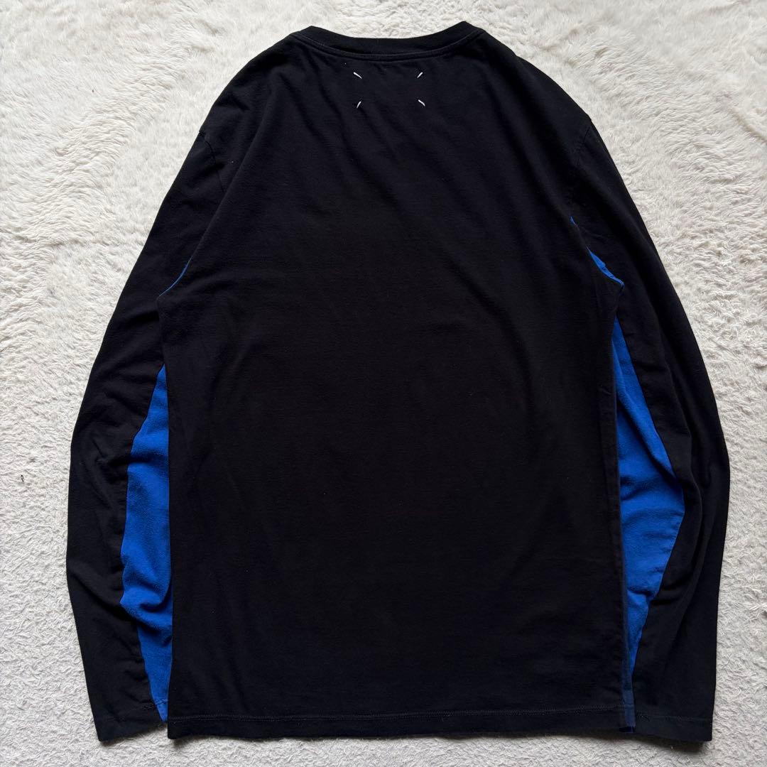 【美品】マルタンマルジェラ ロンT 4つタグ 切替 ドッキング ブルー系 44