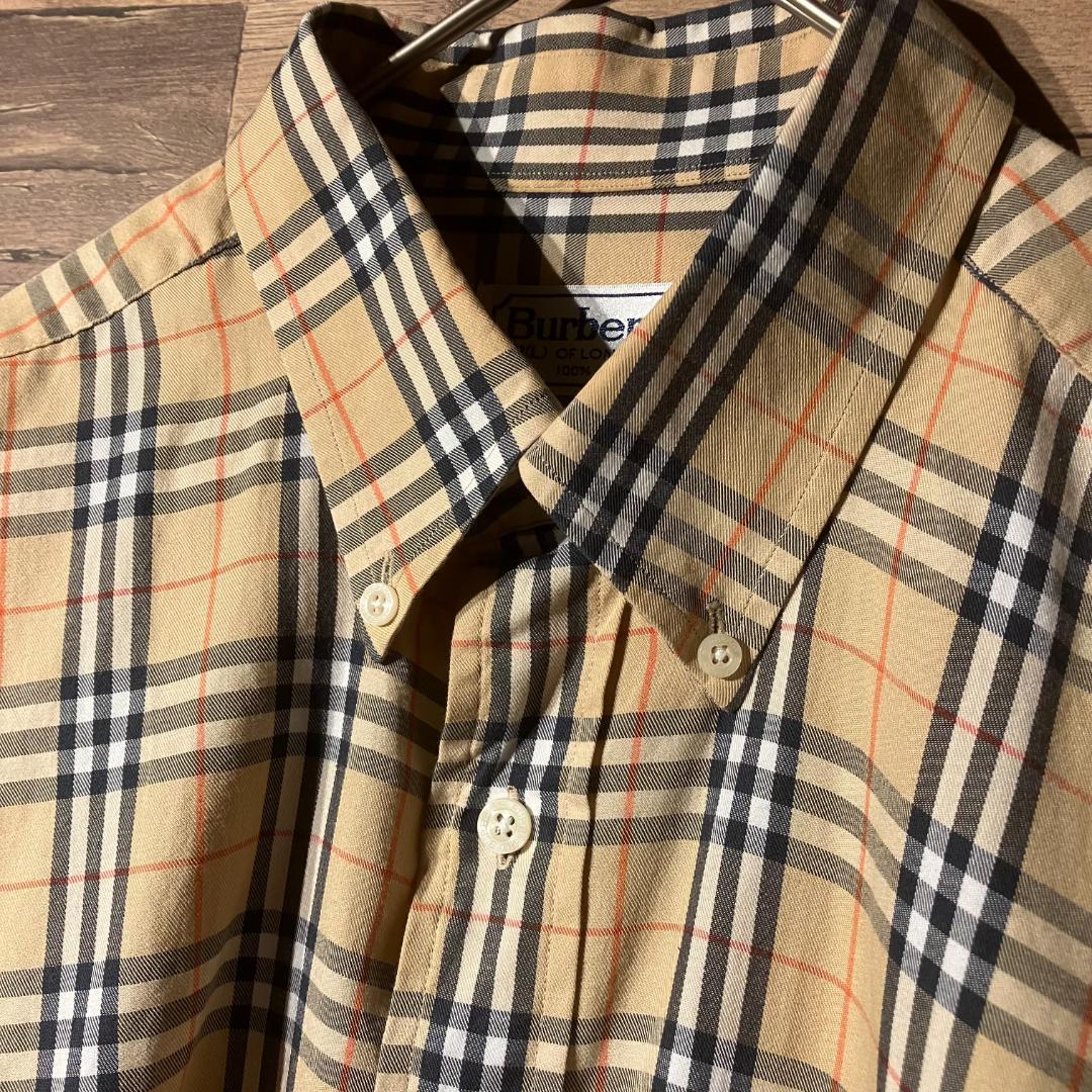Burberrys　長袖/ボタンダウン/チェック/総柄/刺繍ホースロゴ　サイズL