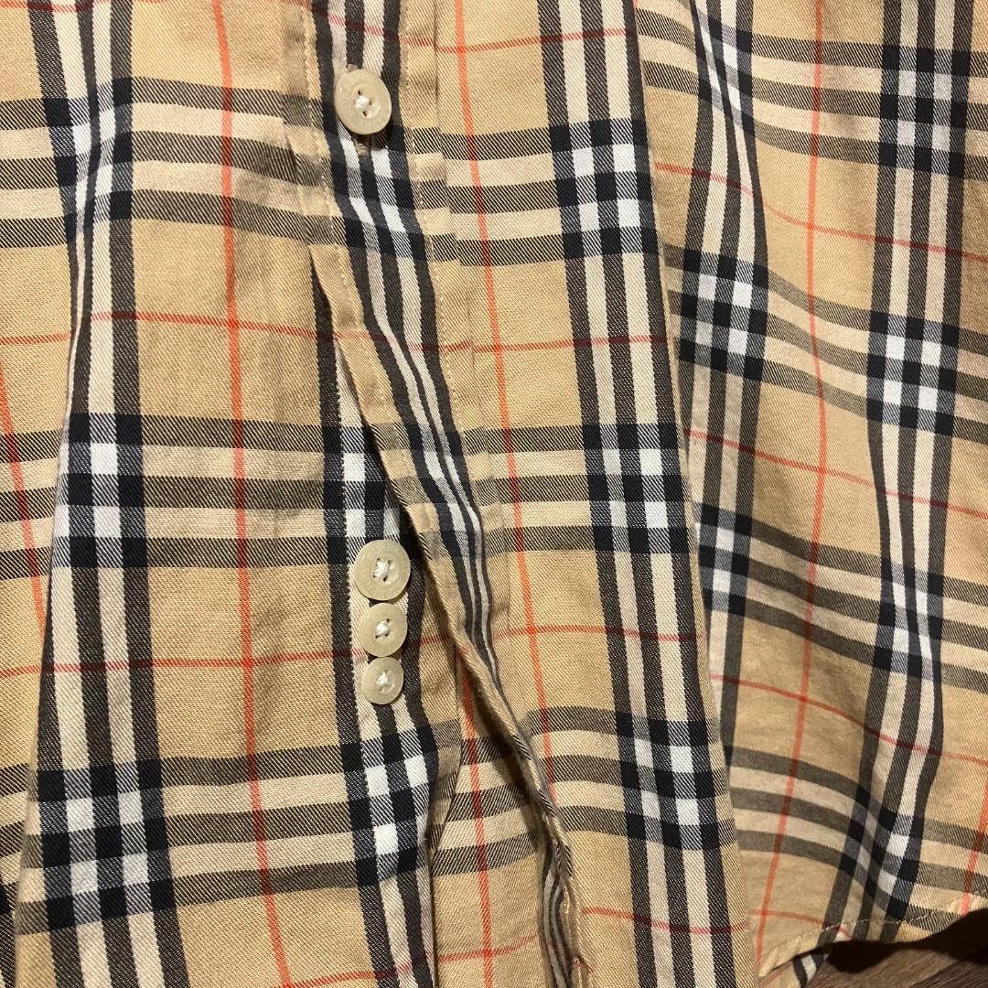 Burberrys　長袖/ボタンダウン/チェック/総柄/刺繍ホースロゴ　サイズL