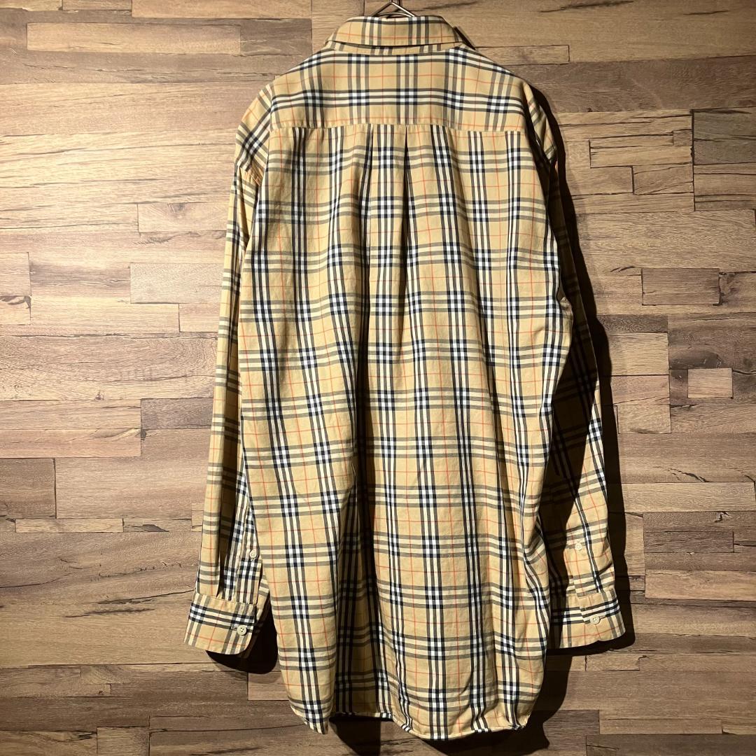 Burberrys　長袖/ボタンダウン/チェック/総柄/刺繍ホースロゴ　サイズL