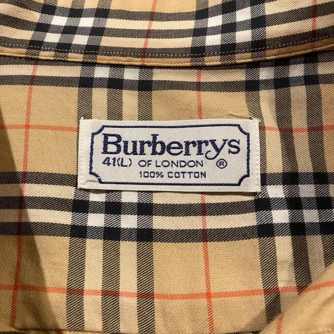 Burberrys　長袖/ボタンダウン/チェック/総柄/刺繍ホースロゴ　サイズL