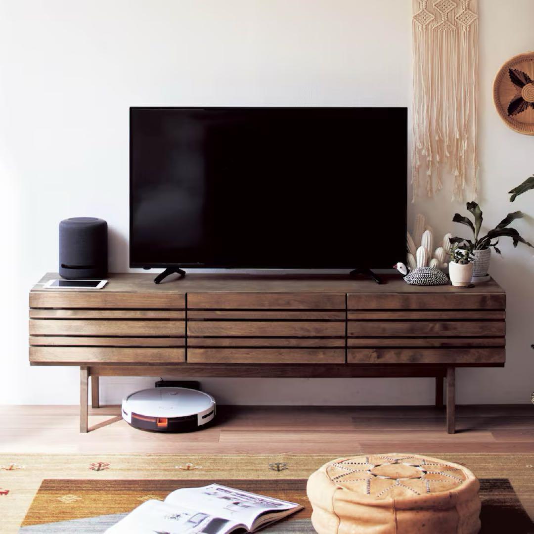 ベルメゾン 日本製 オイル仕上げ 木製テレビ台 幅160cm 可動棚付き
