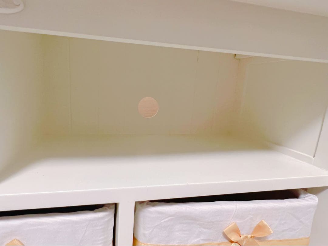 かわいいテレビ台♡収納♡バスケット付♡ガーリー♡北欧♡白♡ホワイト♡リボン♡花♡