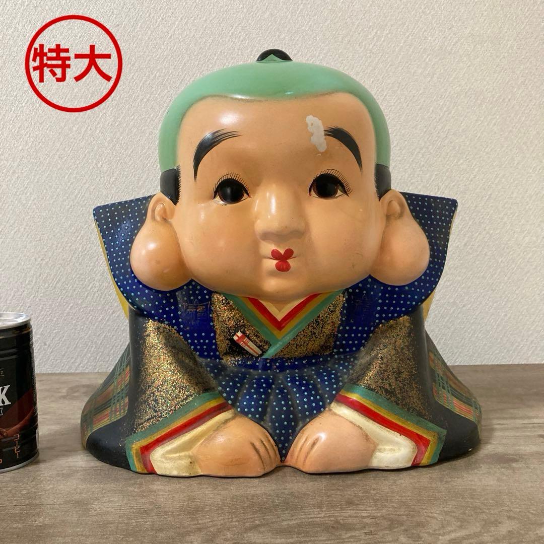 時代福助人形　縁起　手描き　招福置物　珍品〈検 招き猫　こけし　七福神　常滑焼