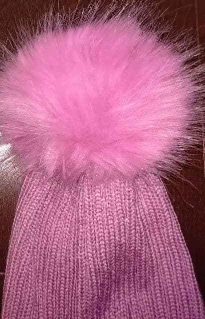 MONCLER ポンポン付きニット帽 ピンク
