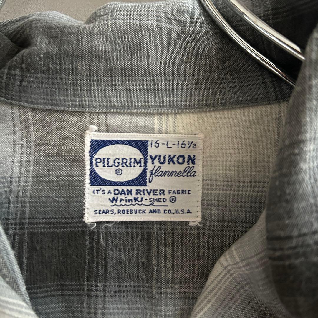 Vintage 50s~ PILGRIM オンブレチェック オープンカラーシャツ