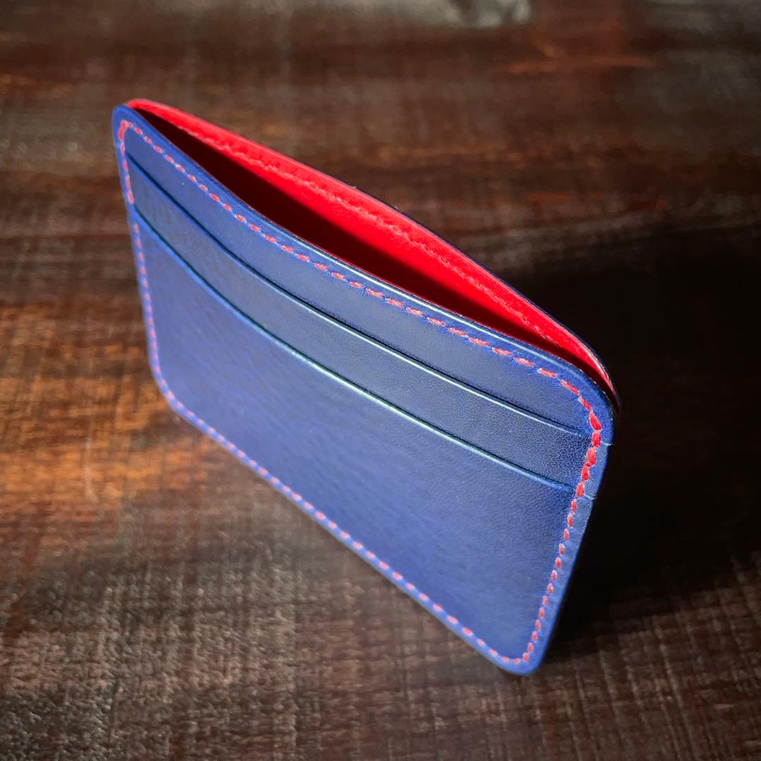 【キッキ】5ポケットカードホルダー（ブルー&レッド）メガネケース（ブルー）