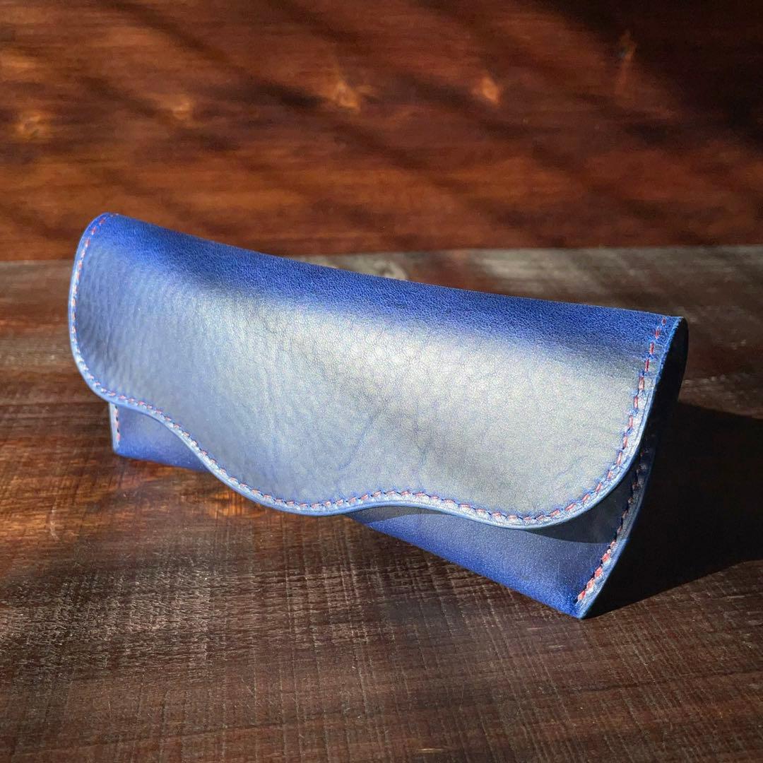 【キッキ】5ポケットカードホルダー（ブルー&レッド）メガネケース（ブルー）