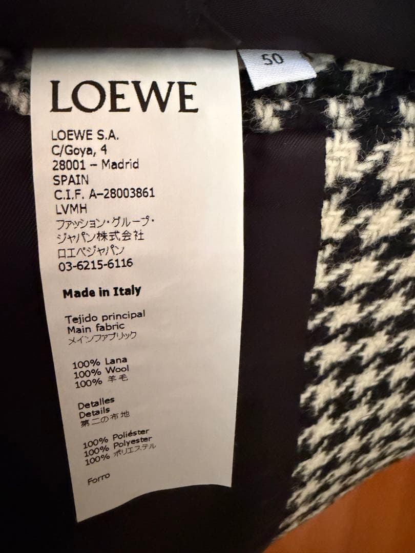 LOEWE ロエベ　メンズ千鳥格子柄2Bテーラードジャケット
