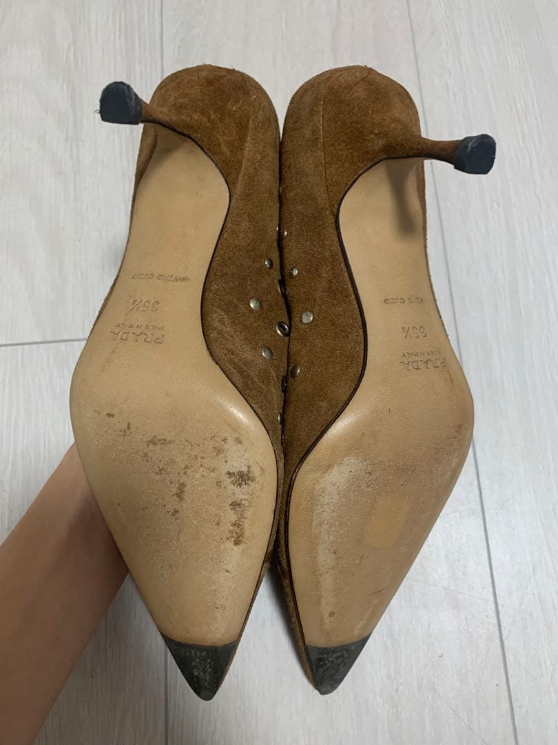 PRADA ブラウン スエード ハイヒール