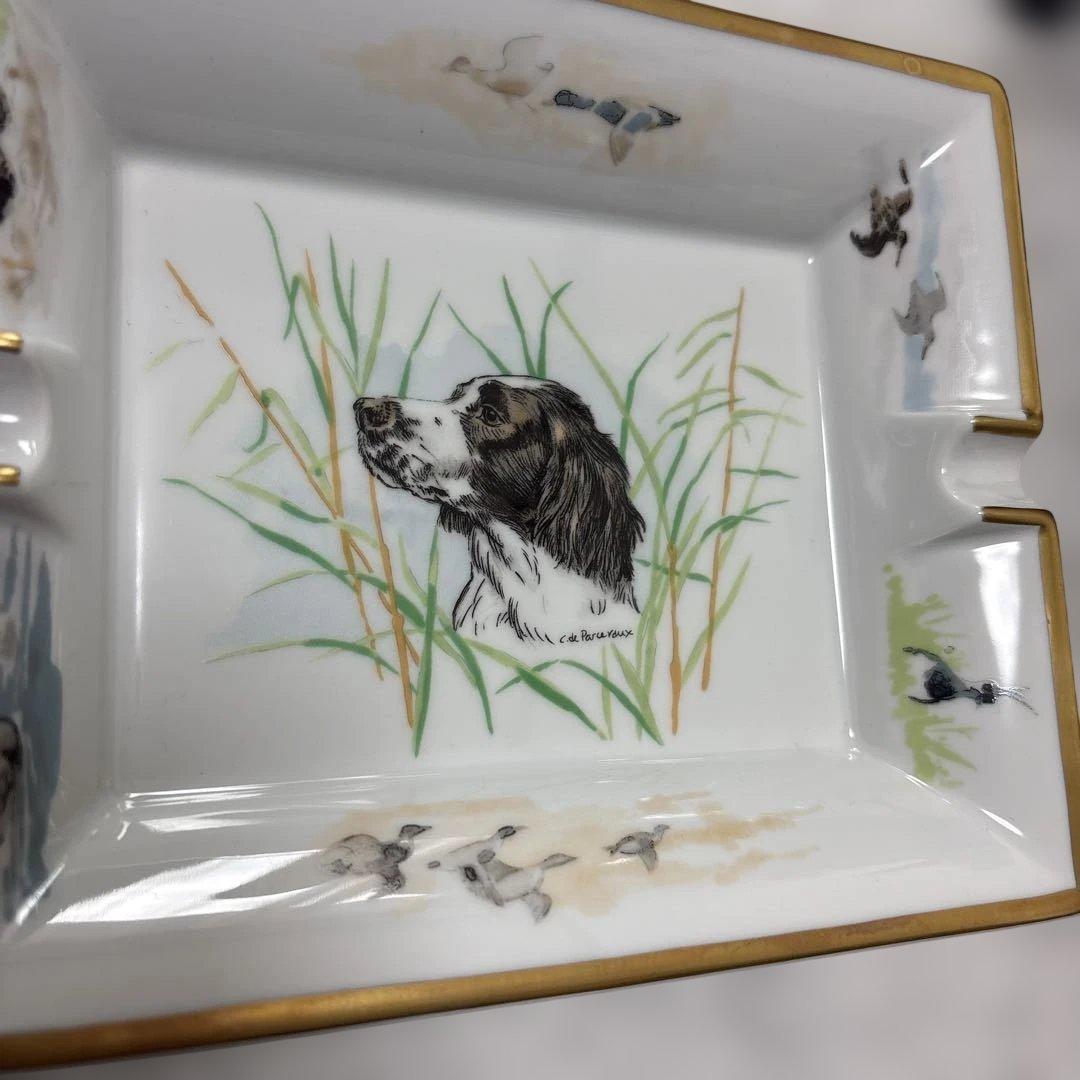 HERMES エルメス アッシュトレイ 灰皿 スクエア トレイ 角皿 犬