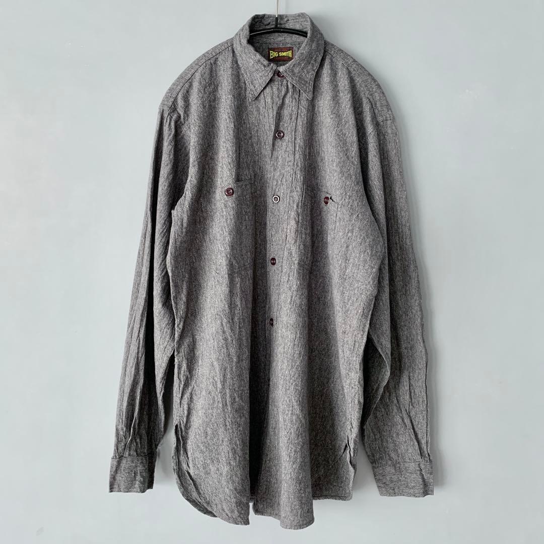 BIG SMITH ヴィンテージ 黒シャンブレーシャツ ビッグスミス 背中刺繍