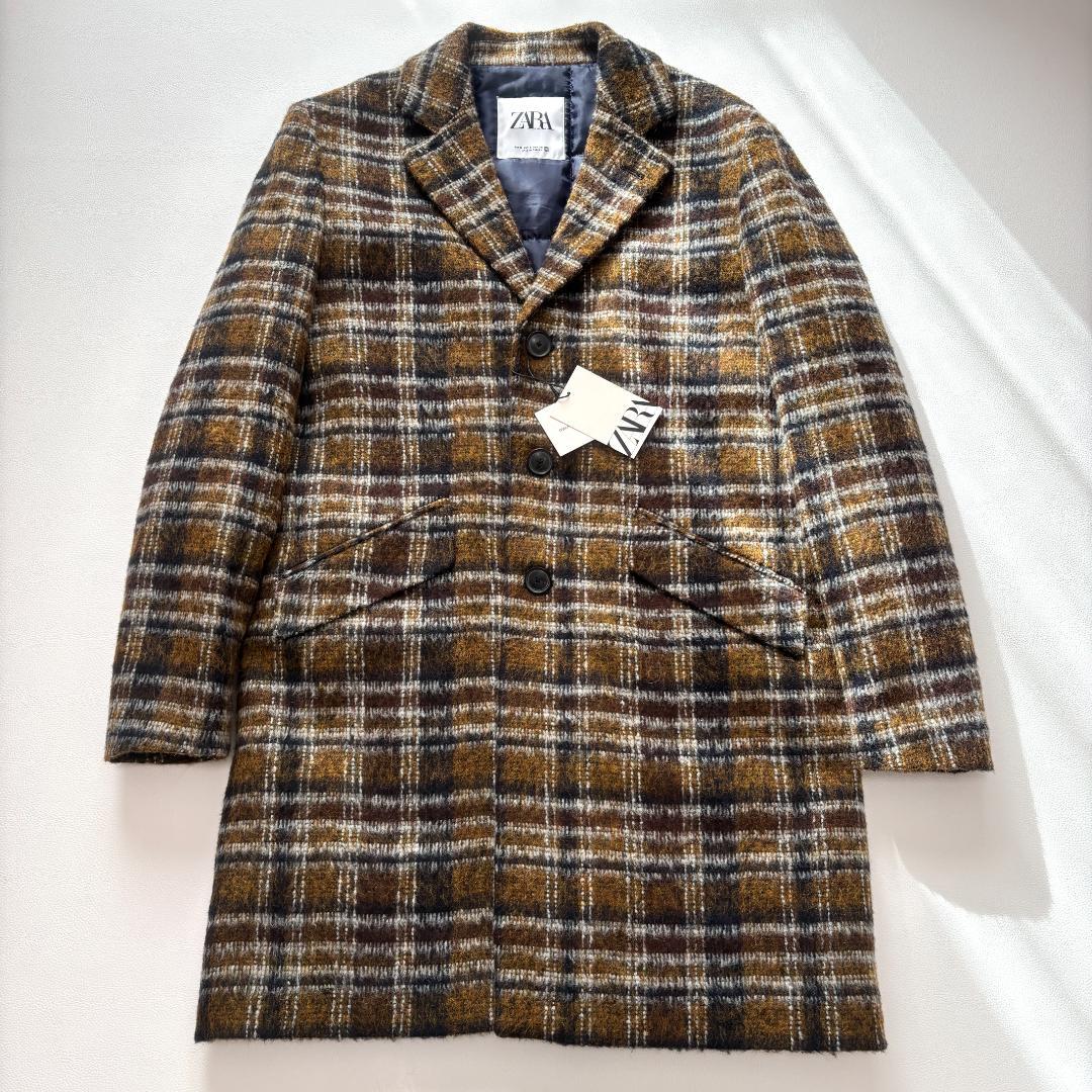 【新品】 ZARA チェスターコート キルティング アルパカ L相当 チェック柄