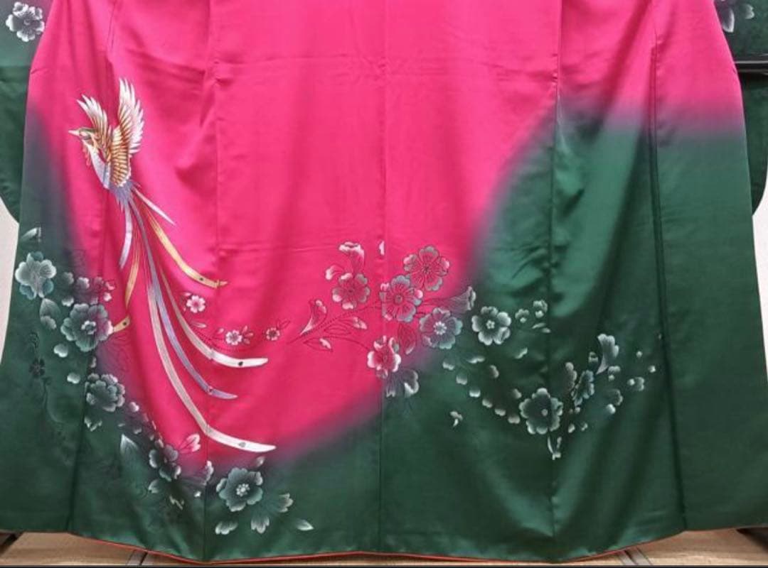 振袖 フルセット6点M〜Ｌ花鳥文　辻が花　暈し染め　金銀彩　正絹