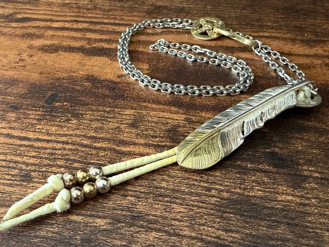 ★美品★先金フェザー 細角SET　金ホイールフック・ゴローズ革紐