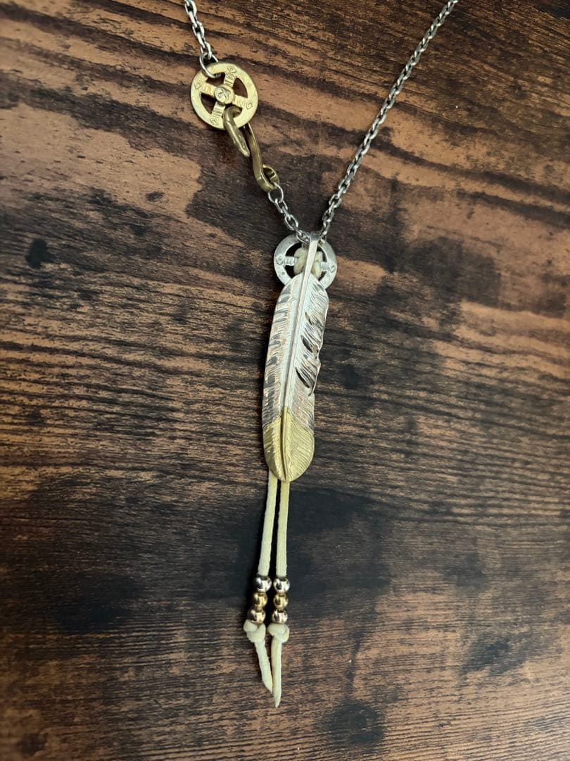 ★美品★先金フェザー 細角SET　金ホイールフック・ゴローズ革紐