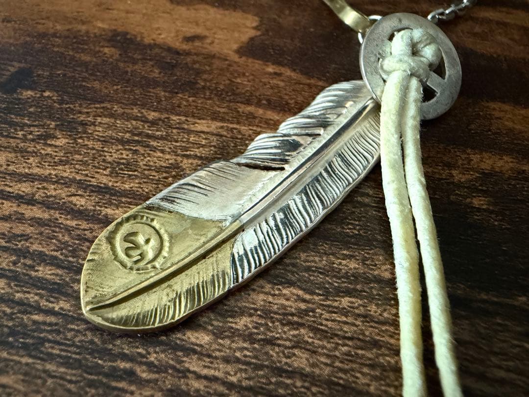 ★美品★先金フェザー 細角SET　金ホイールフック・ゴローズ革紐