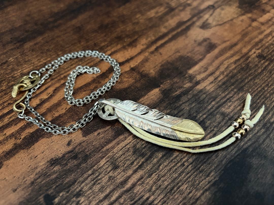 ★美品★先金フェザー 細角SET　金ホイールフック・ゴローズ革紐