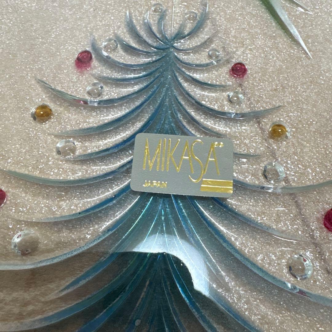 クリスマス プレート皿クリスマスツリーUSAで購入 飾りMIKASAガラス置き物