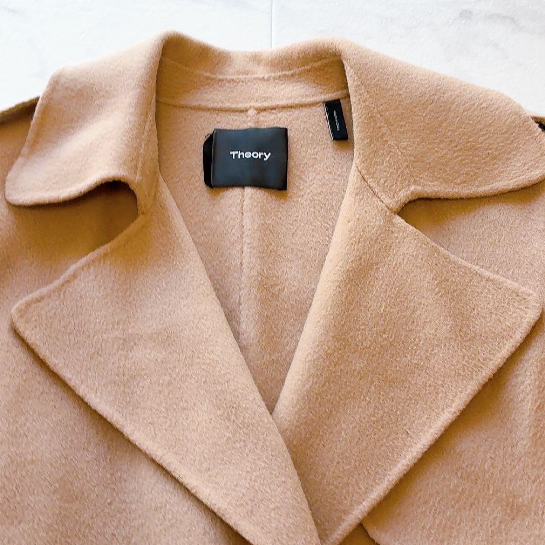 Theory カシミヤ混 ベルテッド ダブルフェイス コート P ベルト付