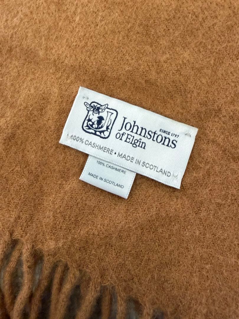 【限定値下】Johnstons 100%カシミヤ マフラー キャメル