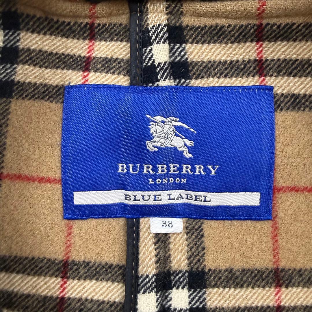 バーバリーブルーレーベル ノバチェック ダッフルコート 裏地ノバチェック 38
