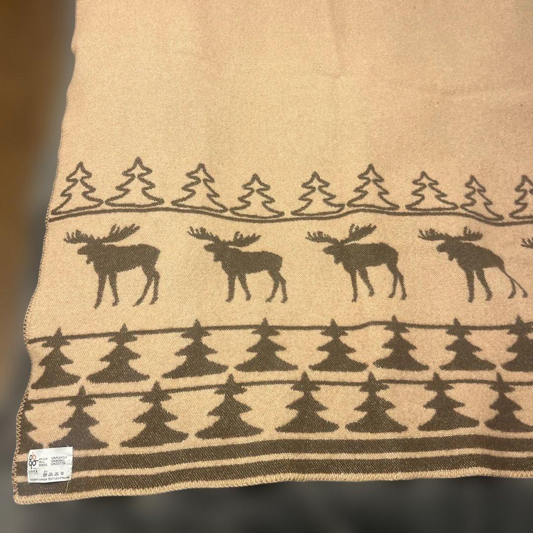 BARKER TEXTILES トナカイ模様ウールブランケット