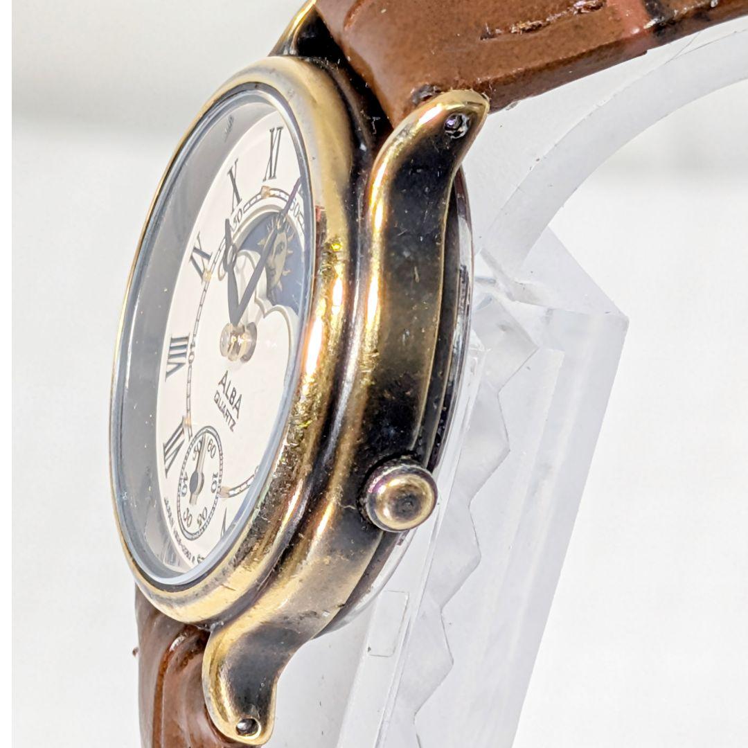 SEIKO ALBA サン&ムーンスレディース電池ベルト交換済み可動品G-11