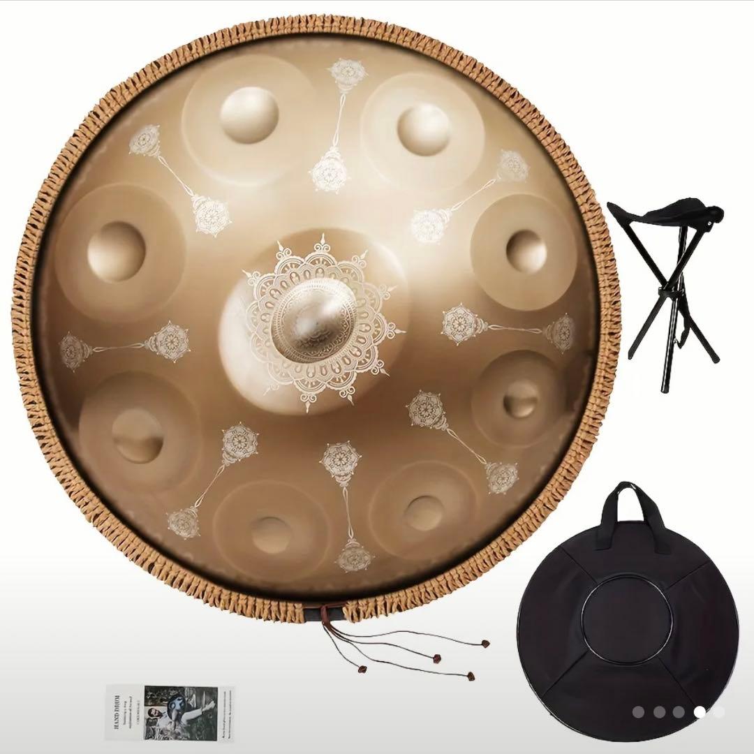 新品 ハンドパン 9音 Dマイナー スチール製 バッグ&スタンド付 55cm