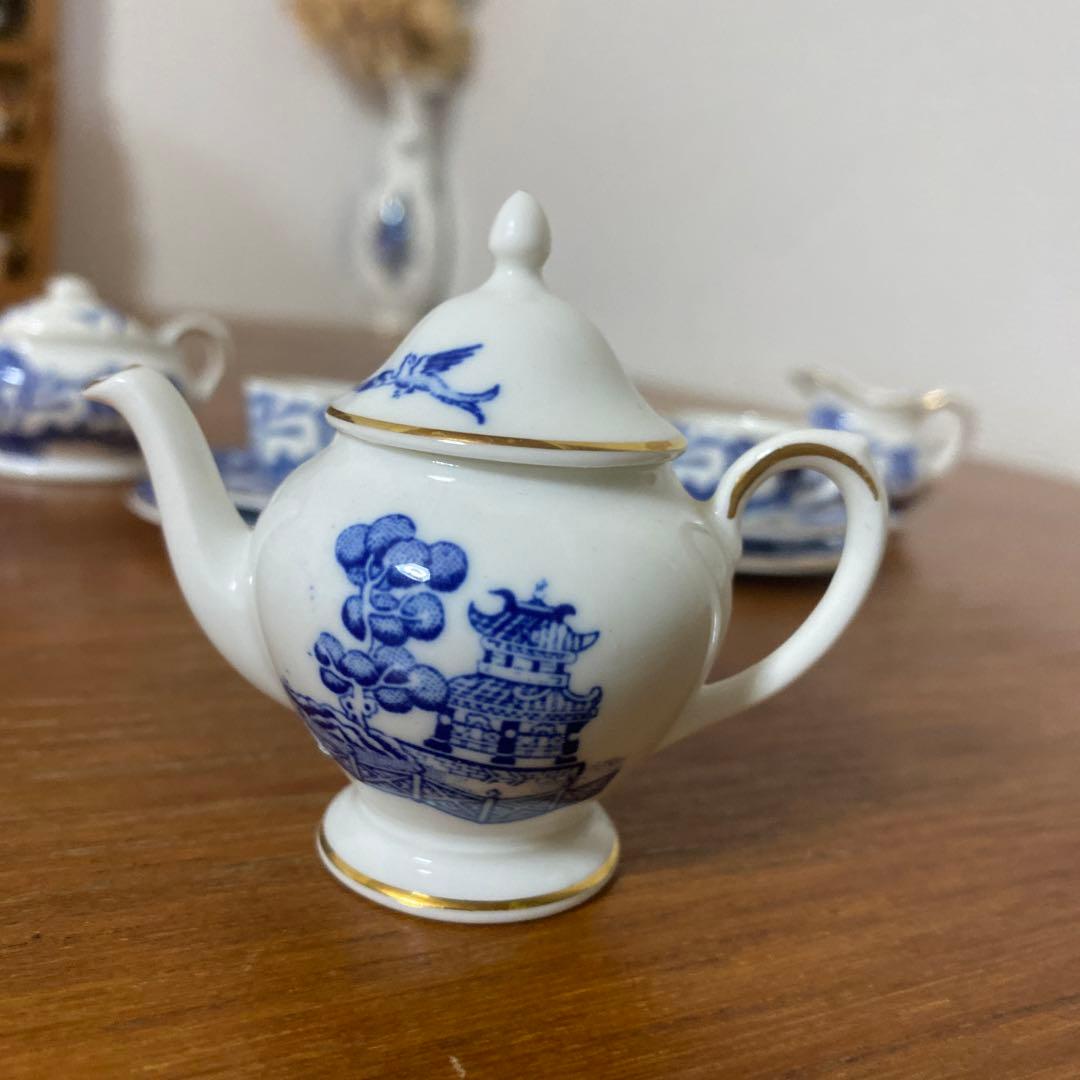 コールポート ブルー　ウィロー ミニチュア　コーヒーセット