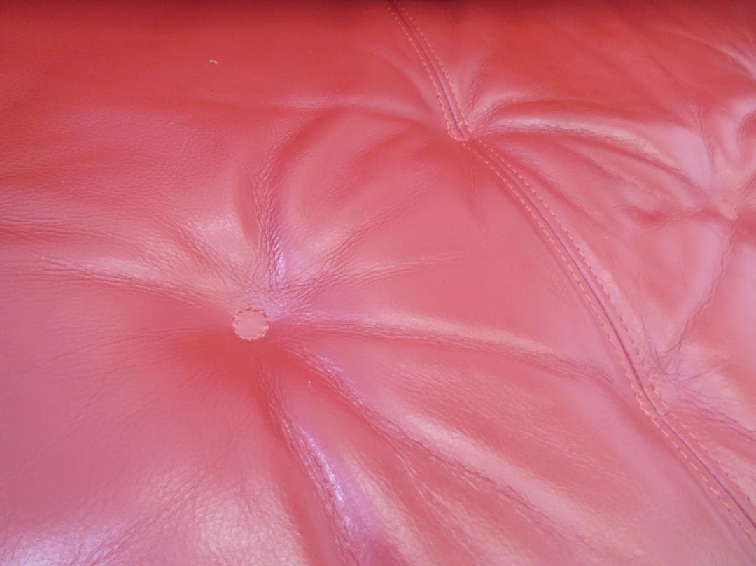 IDC大塚家具■ドミシール■総革■赤■3人掛けソファ■最高級■32万■