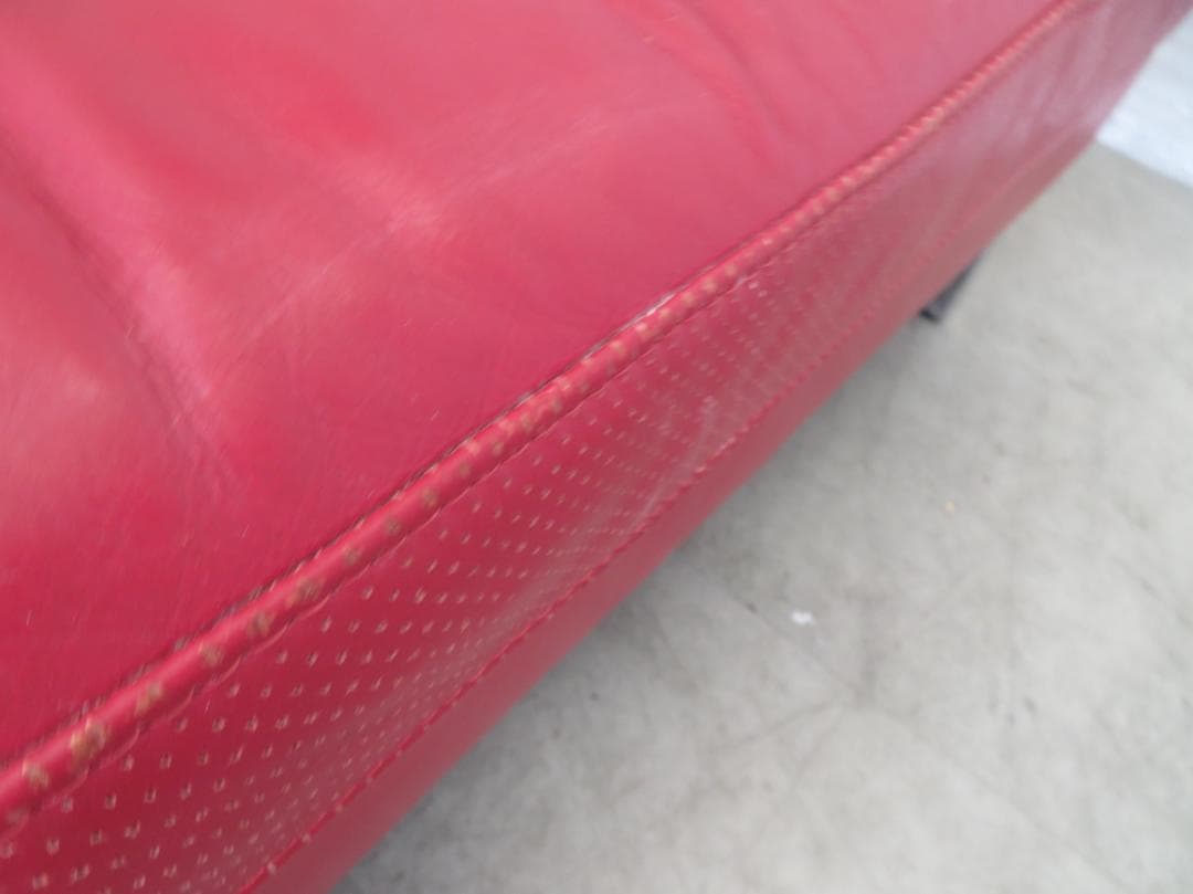 IDC大塚家具■ドミシール■総革■赤■3人掛けソファ■最高級■32万■