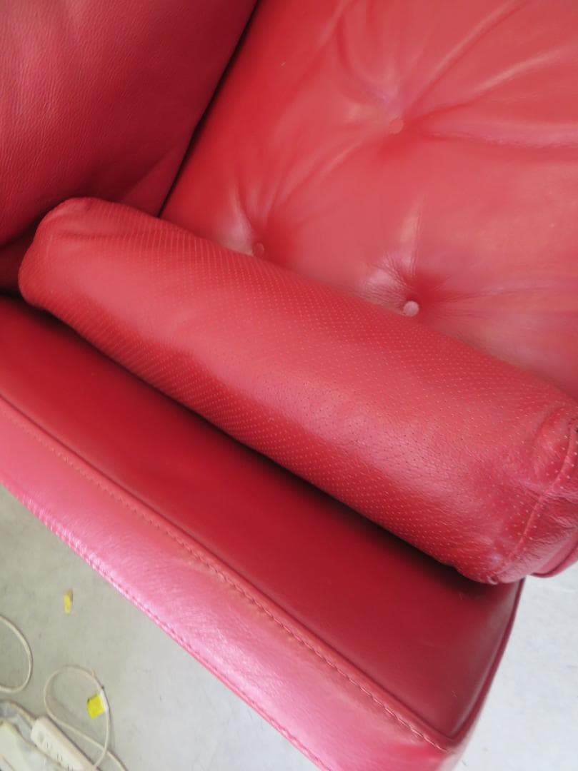 IDC大塚家具■ドミシール■総革■赤■3人掛けソファ■最高級■32万■