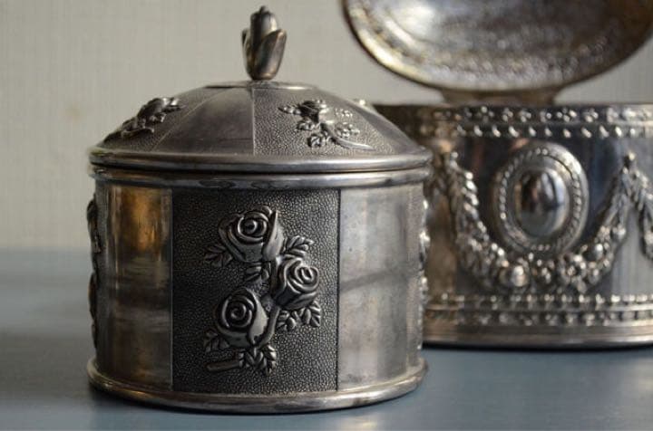 ビンテージ☆ジュエリーケース 宝石BOX小物入れシルバー