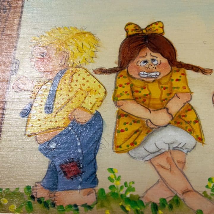 ボード、飾りプレート、板、一点物、子供の絵、トイレプレート