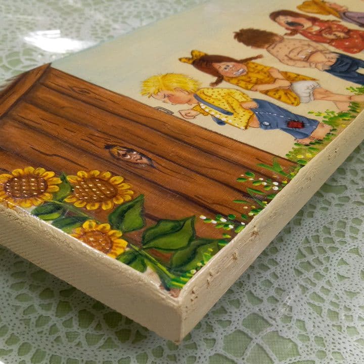 ボード、飾りプレート、板、一点物、子供の絵、トイレプレート