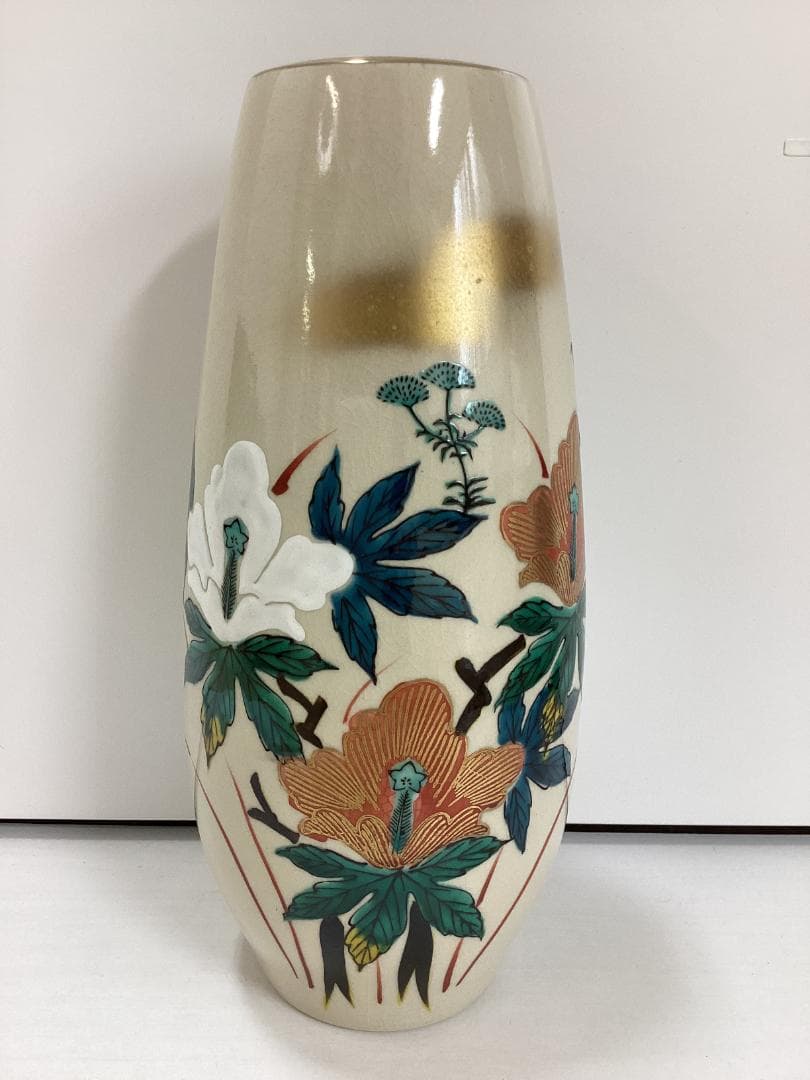 九谷焼　花瓶　西峰　在銘　九谷　花器　花入　インテリア　K345