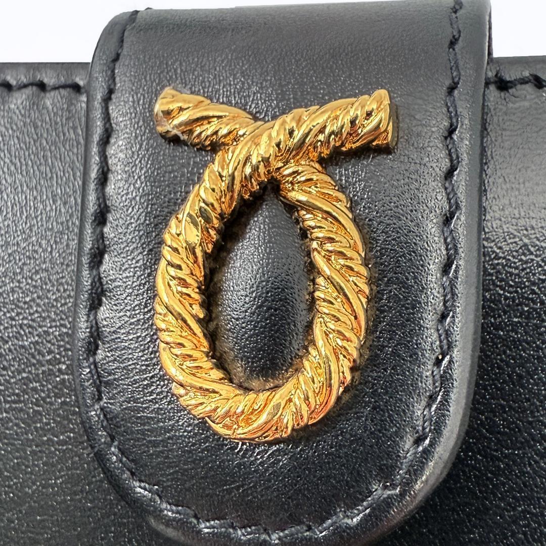 定価8.8万【未使用品？】 ロウナー ロンドン 二つ折り財布 黒 ゴールドロゴ