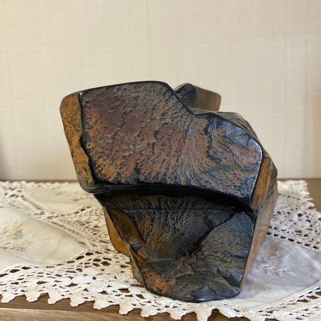 龍渓石硯　超大型共蓋付　美品　錆び色綺麗　翠川希石