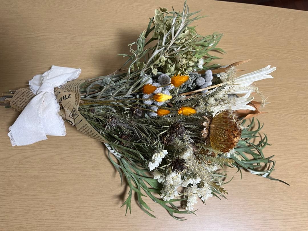 ドライフラワー　花束　ネイティブ系アレンジメント　ラッピング