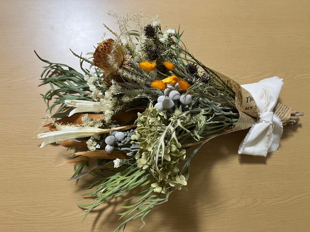 ドライフラワー　花束　ネイティブ系アレンジメント　ラッピング